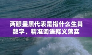 两眼墨黑代表是指什么生肖数字、精准词语释义落实