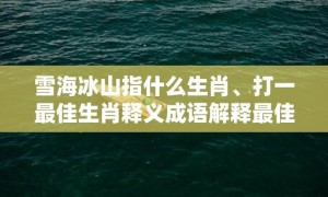 雪海冰山指什么生肖、打一最佳生肖释义成语解释最佳答