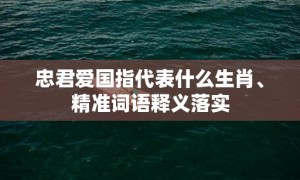 忠君爱国指代表什么生肖、精准词语释义落实