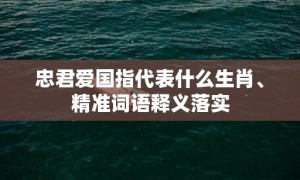 忠君爱国指代表什么生肖、精准词语释义落实