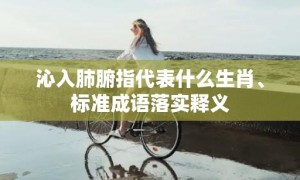 沁入肺腑指代表什么生肖、标准成语落实释义