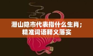 潜山隐市代表指什么生肖；精准词语释义落实