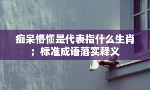 痴呆懵懂是代表指什么生肖；标准成语落实释义