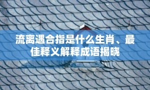 流离遇合指是什么生肖、最佳释义解释成语揭晓