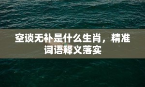 空谈无补是什么生肖，精准词语释义落实