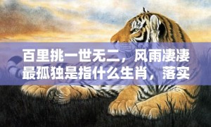 百里挑一世无二，风雨凄凄最孤独是指什么生肖，落实成语释义解释