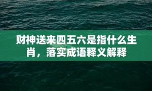 财神送来四五六是指什么生肖，落实成语释义解释