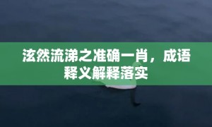 泫然流涕之准确一肖，成语释义解释落实