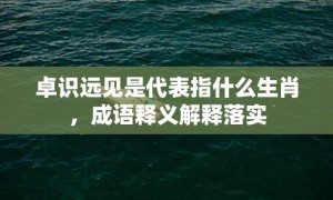 卓识远见是代表指什么生肖，成语释义解释落实