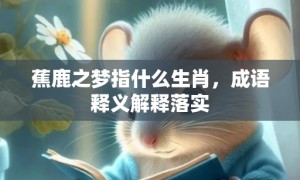 蕉鹿之梦指什么生肖，成语释义解释落实