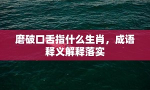 磨破口舌指什么生肖，成语释义解释落实