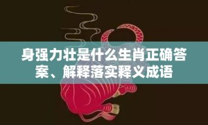 身强力壮是什么生肖正确答案、解释落实释义成语