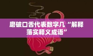 磨破口舌代表数字几“解释落实释义成语”