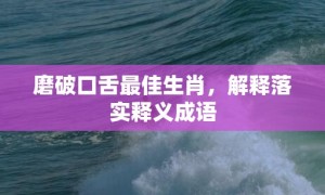 磨破口舌最佳生肖，解释落实释义成语