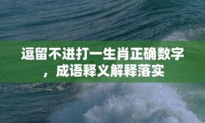 逗留不进打一生肖正确数字，成语释义解释落实