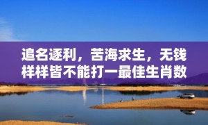 追名逐利，苦海求生，无钱样样皆不能打一最佳生肖数字，成语最佳释义解释答