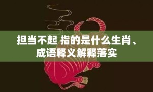 担当不起 指的是什么生肖、成语释义解释落实