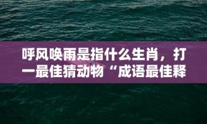 呼风唤雨是指什么生肖，打一最佳猜动物“成语最佳释义解释答”