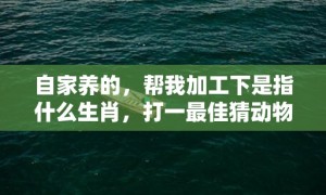 自家养的，帮我加工下是指什么生肖，打一最佳猜动物“成语最佳释义解释答”