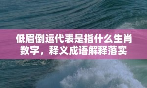 低眉倒运代表是指什么生肖数字，释义成语解释落实