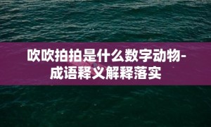 吹吹拍拍是什么数字动物-成语释义解释落实