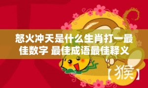 怒火冲天是什么生肖打一最佳数字 最佳成语最佳释义解释答