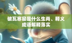 破瓦寒窑是什么生肖、释义成语解释落实