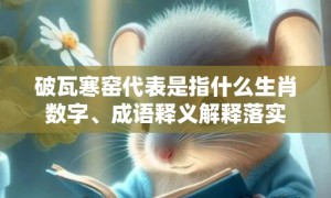 破瓦寒窑代表是指什么生肖数字、成语释义解释落实