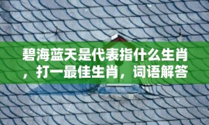 碧海蓝天是代表指什么生肖，打一最佳生肖，词语解答落实释义