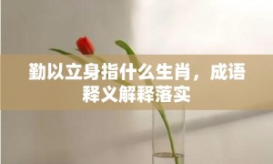 勤以立身指什么生肖，成语释义解释落实