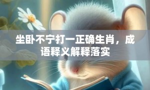 坐卧不宁打一正确生肖，成语释义解释落实