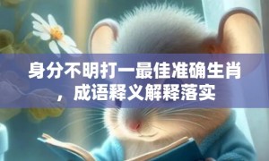 身分不明打一最佳准确生肖，成语释义解释落实