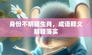 身份不明猜生肖，成语释义解释落实