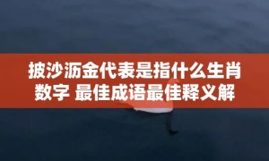 披沙沥金代表是指什么生肖数字 最佳成语最佳释义解释答