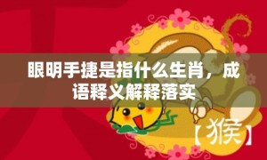 眼明手捷是指什么生肖，成语释义解释落实