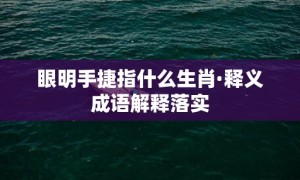 眼明手捷指什么生肖·释义成语解释落实