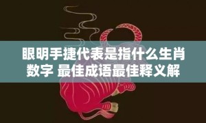 眼明手捷代表是指什么生肖数字 最佳成语最佳释义解释答