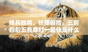 残兵败将，折腰俯拾，三前四后五有意打一最佳是什么生肖,释义成语解释落实