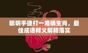 眼明手捷打一准确生肖，最佳成语释义解释落实