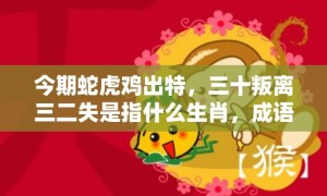 今期蛇虎鸡出特，三十叛离三二失是指什么生肖，成语释义解释落实