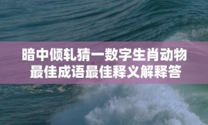 暗中倾轧猜一数字生肖动物 最佳成语最佳释义解释答