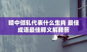 暗中倾轧代表什么生肖 最佳成语最佳释义解释答