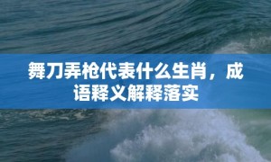 舞刀弄枪代表什么生肖，成语释义解释落实