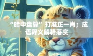 “暗中盘算”打准正一肖；成语释义解释落实