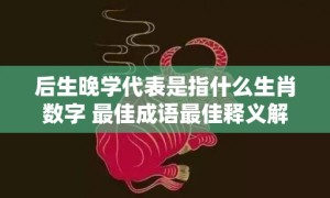 后生晚学代表是指什么生肖数字 最佳成语最佳释义解释答