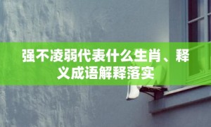 强不凌弱代表什么生肖、释义成语解释落实