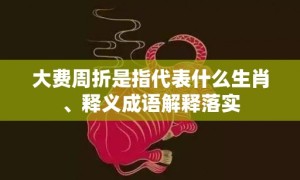 大费周折是指代表什么生肖、释义成语解释落实