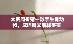 大费周折猜一数字生肖动物，成语释义解释落实