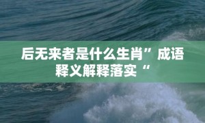 后无来者是什么生肖”成语释义解释落实“