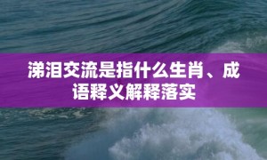 涕泪交流是指什么生肖、成语释义解释落实